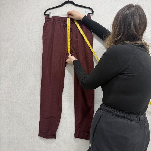 Old Navy Pants Womens Small Tall Burgundy Linen Blend High Rise Straight Leg - Picture 8 of 12